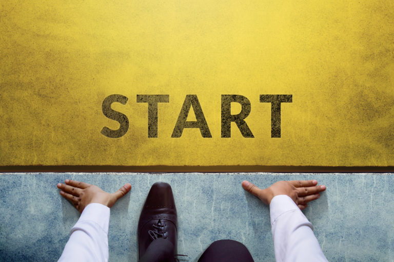 businessman at the starting line