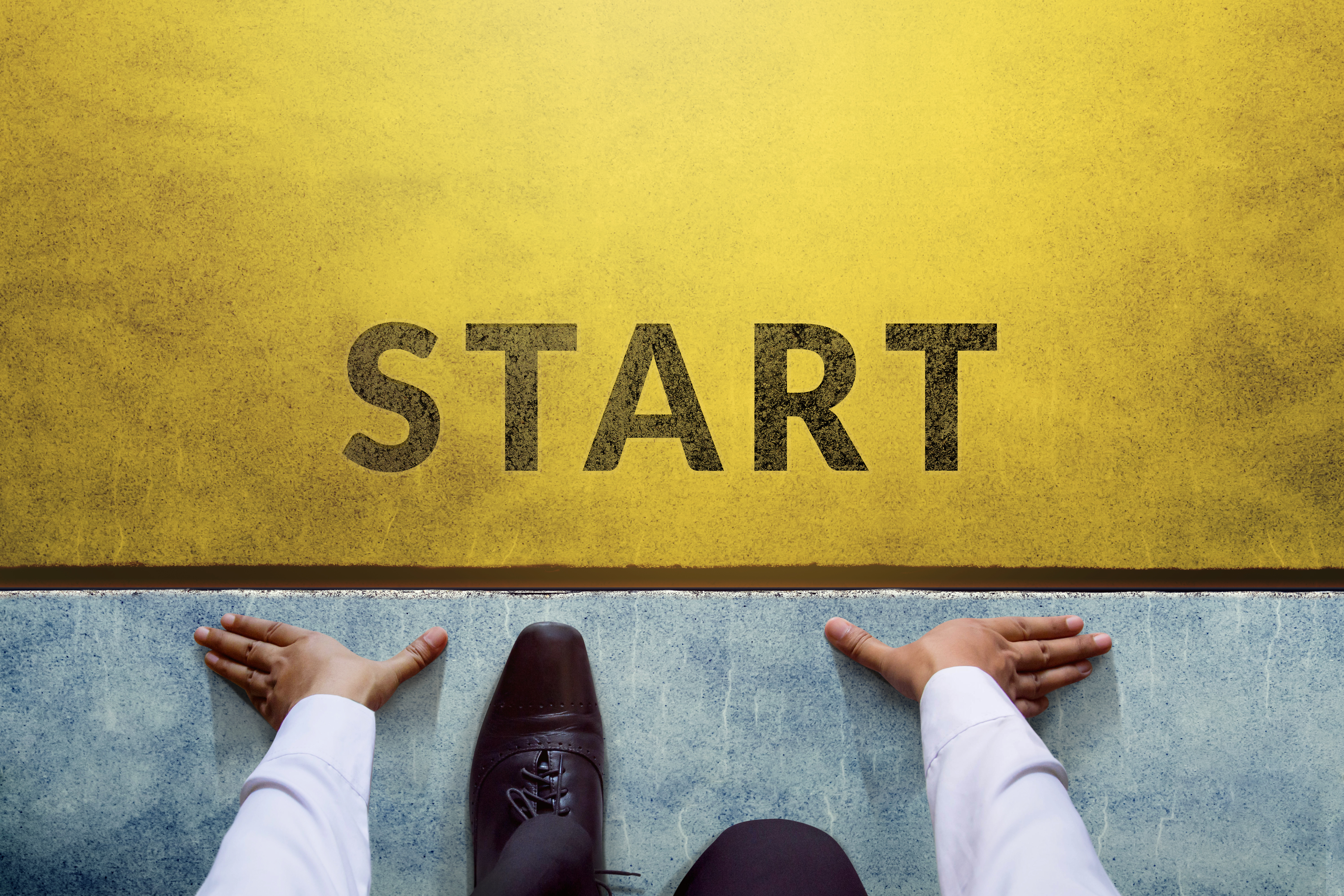 businessman at the starting line