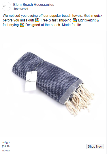 blem beach towel facebook ad