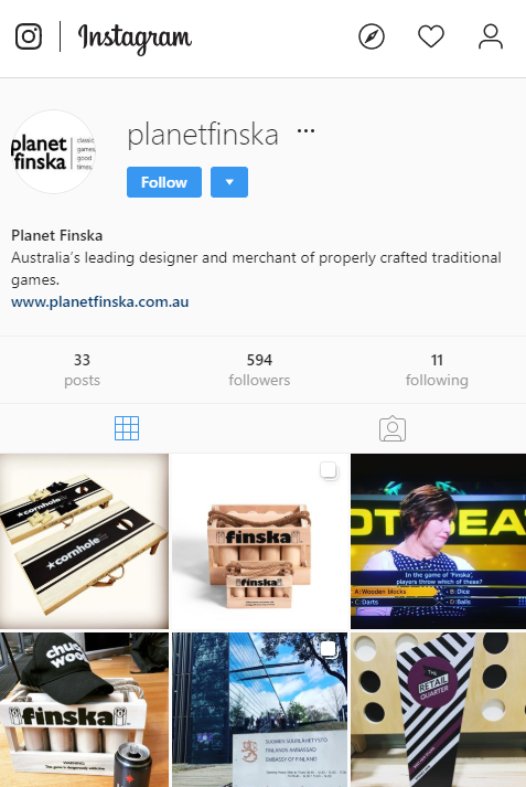 PlanetFinska instagram profile page