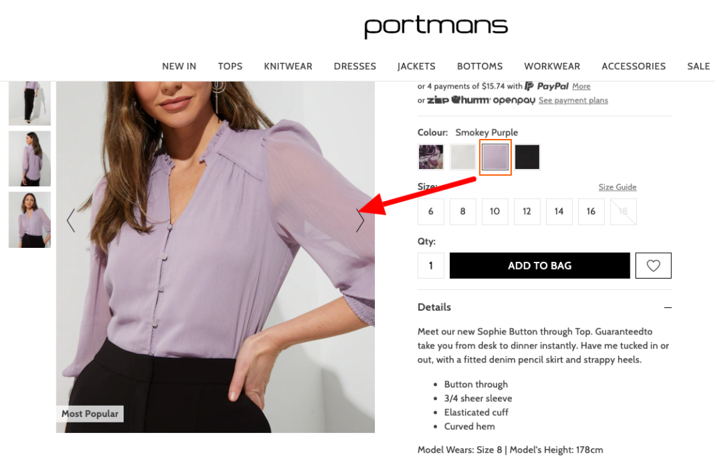 shirt colour selection example ecommerce site complaints